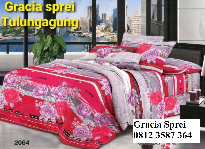 <p>Sprei Disperse Bunga Pink dengan merk Nathania 
